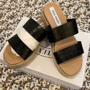 Steve Madden Axie Espadrille Sandals Black Croc